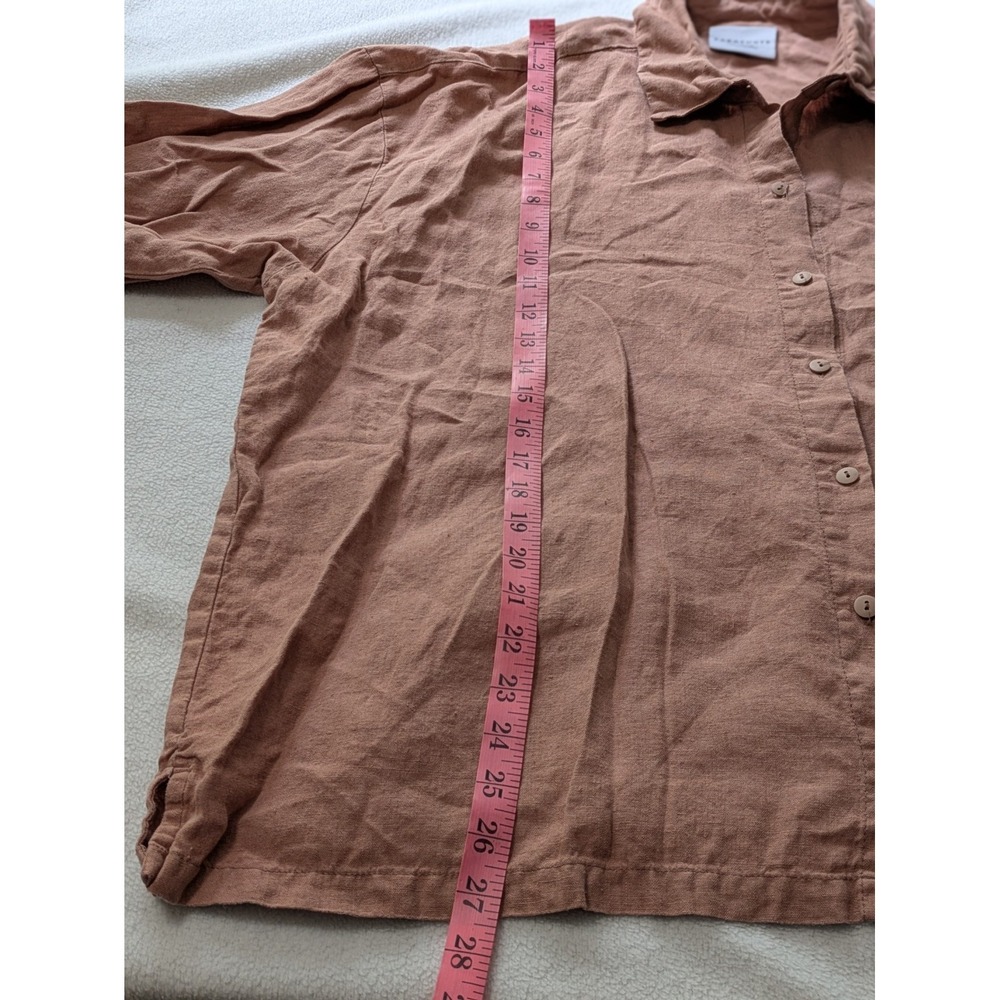 Parachute 100% Linen Shirt 1X Terra Cotta Oversized Button Front Top Relaxed - Picture 9 of 10